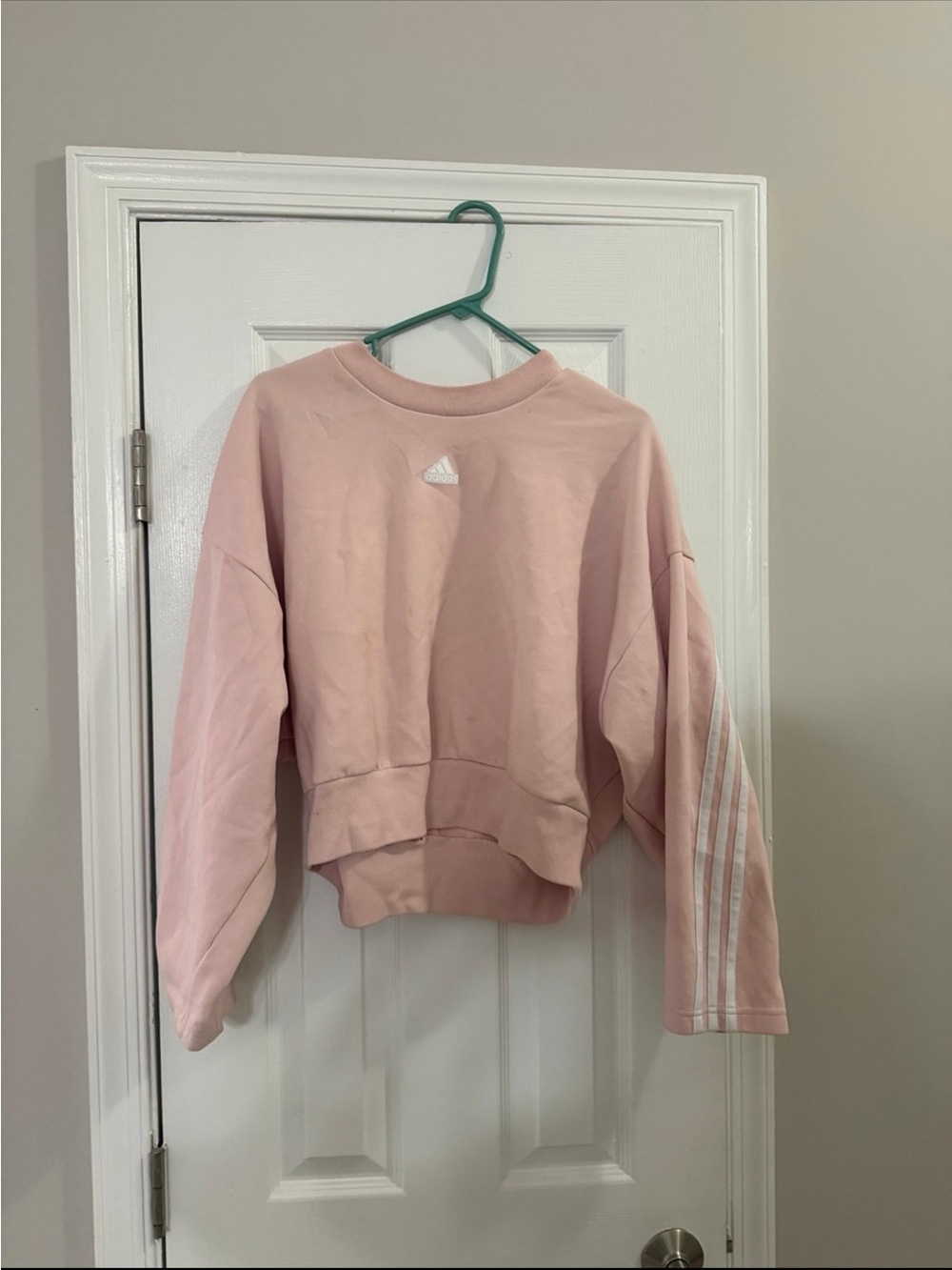 adidas Women's Light Pink Cropped Crewneck Sweater